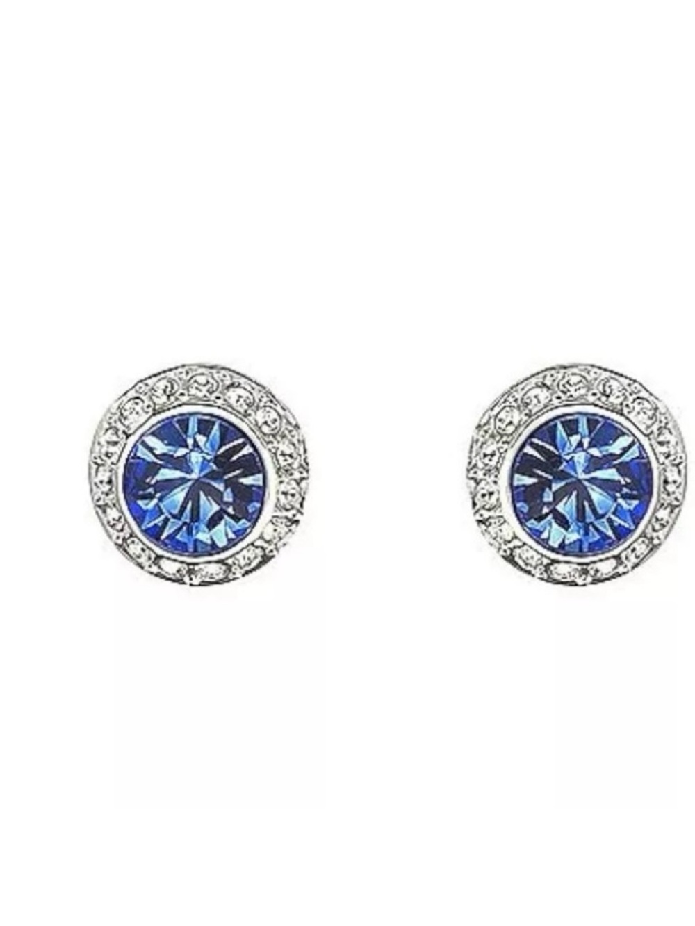 Swarovski Blue Crystal Halo and Free Pearl Stud Earrings